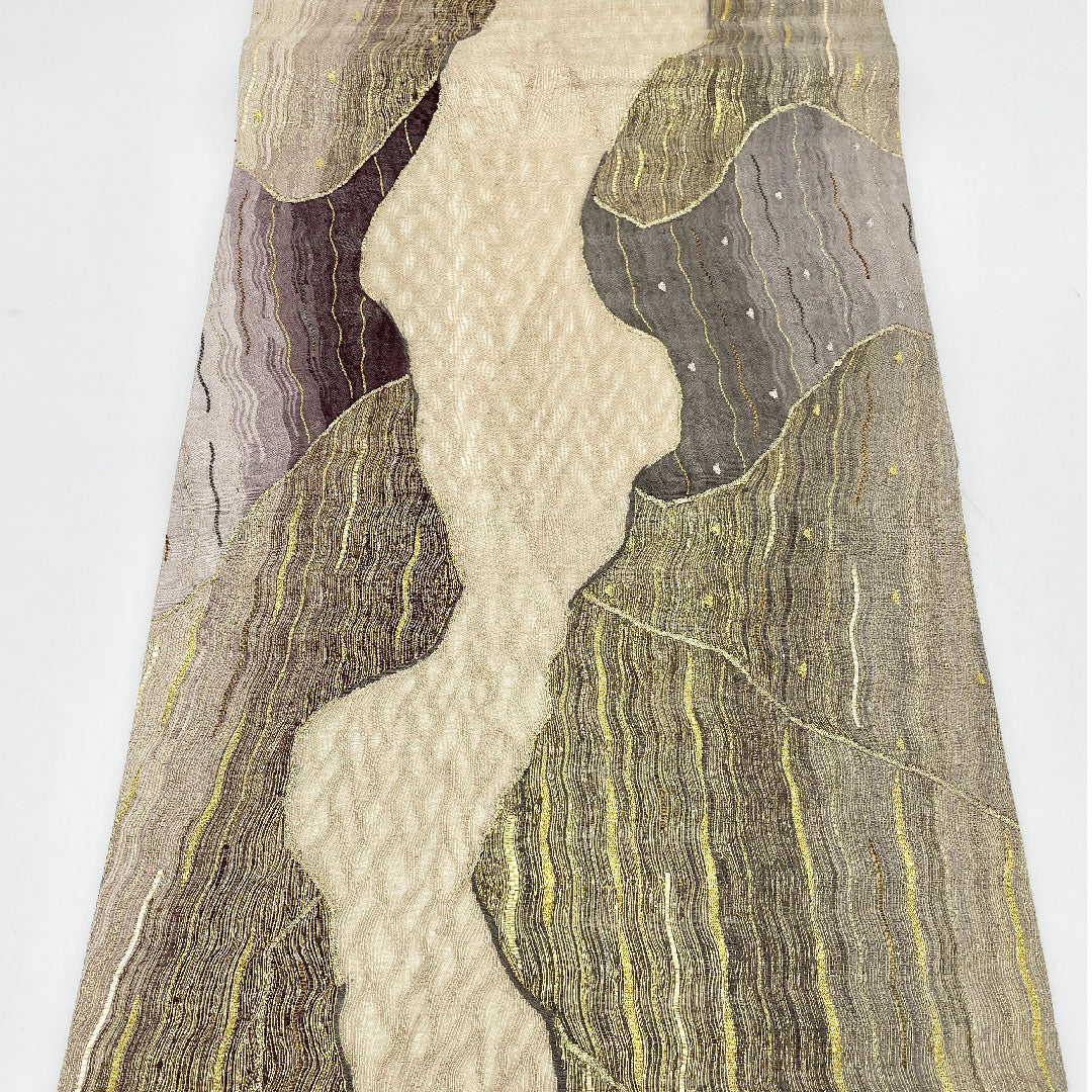 袋帯 帯丈466cm 正絹 Sランク 全通 セミフォーマル グレー系 1123000592422