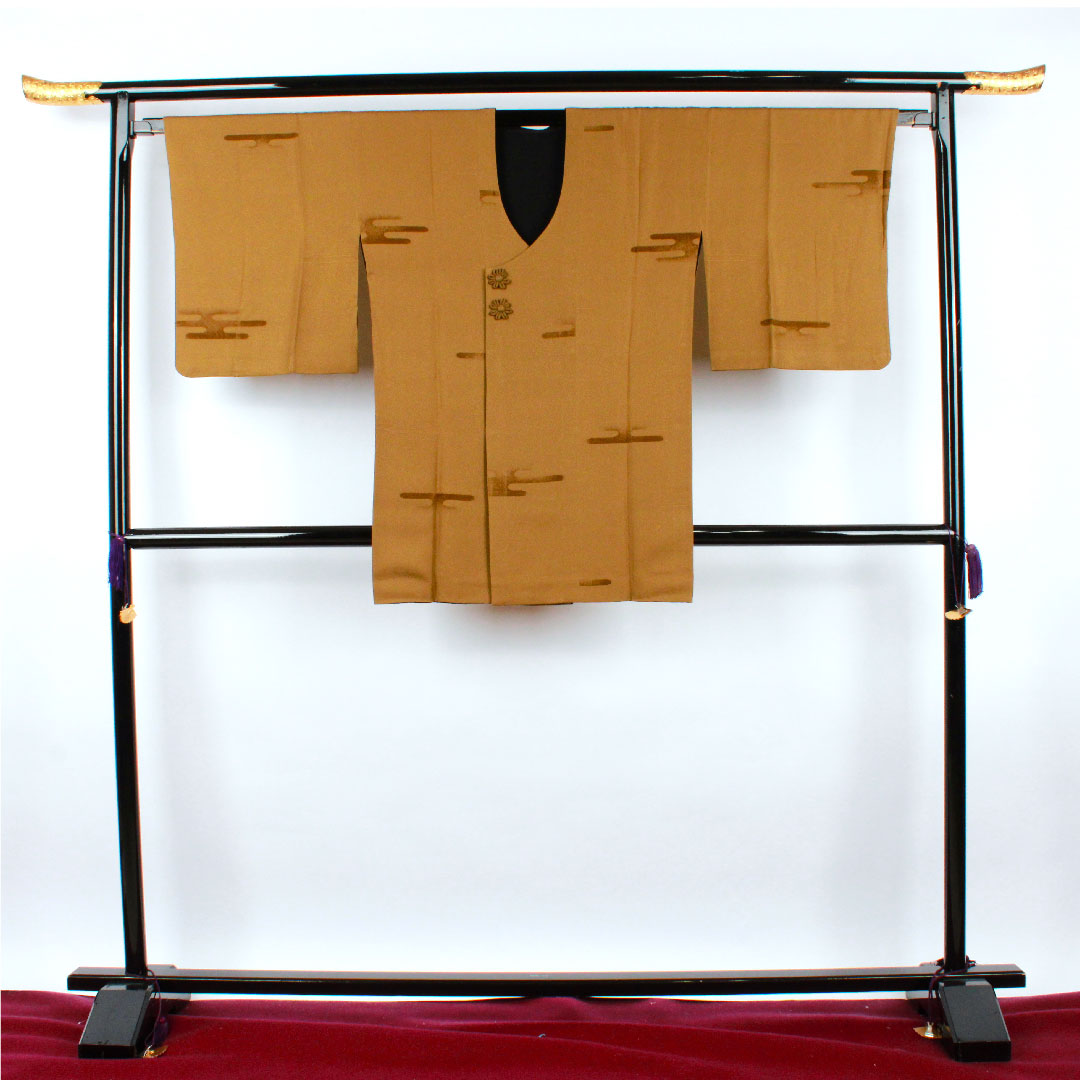 Michiyuki coat, length 87cm, sleeve length 66.5cm, sooted bamboo color, reversible, pure silk, S rank, lined, brown, 1117000512914