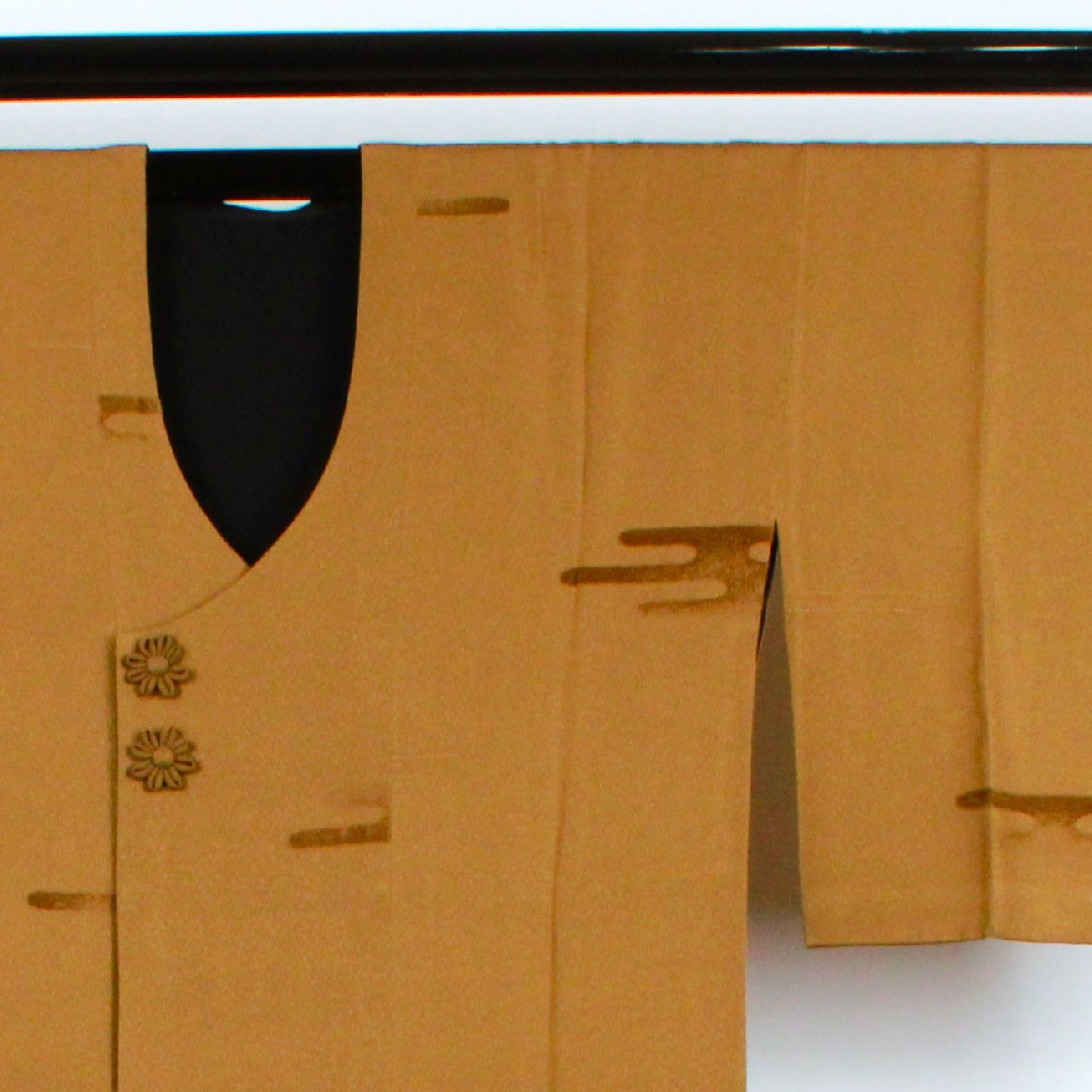 Michiyuki coat, length 87cm, sleeve length 66.5cm, sooted bamboo color, reversible, pure silk, S rank, lined, brown, 1117000512914