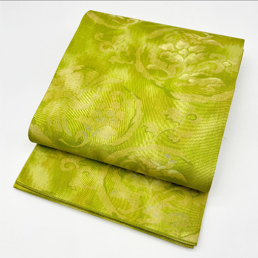 袋帯 帯丈416cm 正絹 Sランク 六通 カジュアル 緑系 1123000372319