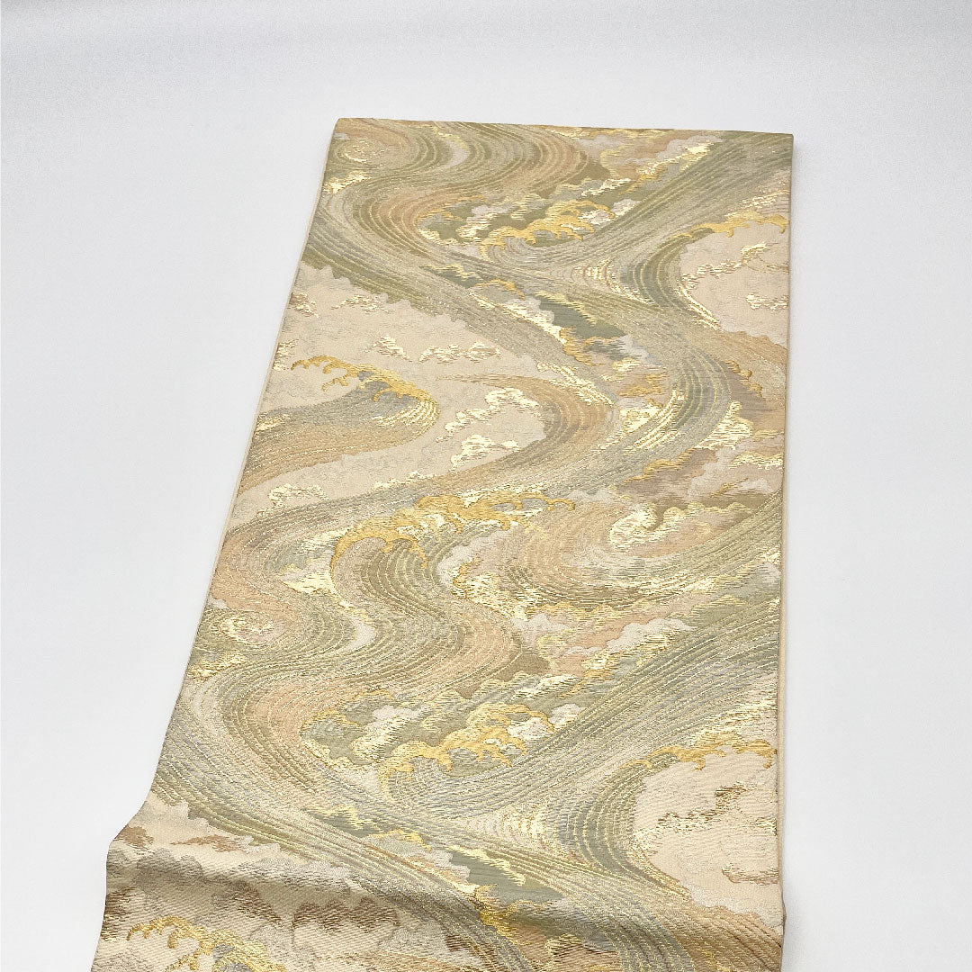 袋帯 帯丈430cm 正絹 Sランク 六通 セミフォーマル 白系 1123000402311