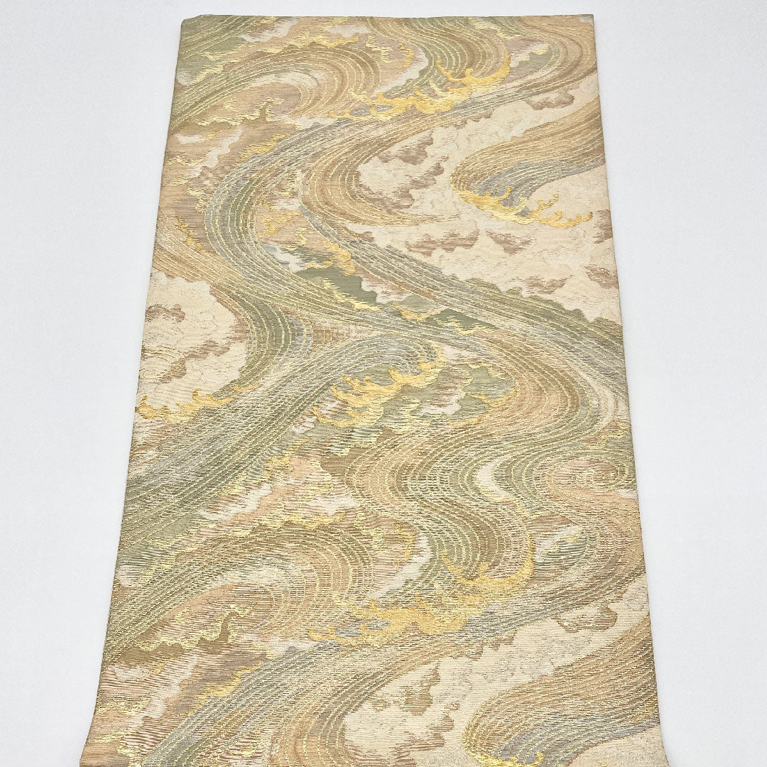 袋帯 帯丈430cm 正絹 Sランク 六通 セミフォーマル 白系 1123000402311