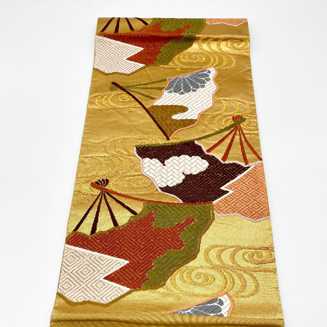 袋帯 帯丈426cm 正絹 Sランク 六通 フォーマル 金系 1123000422321