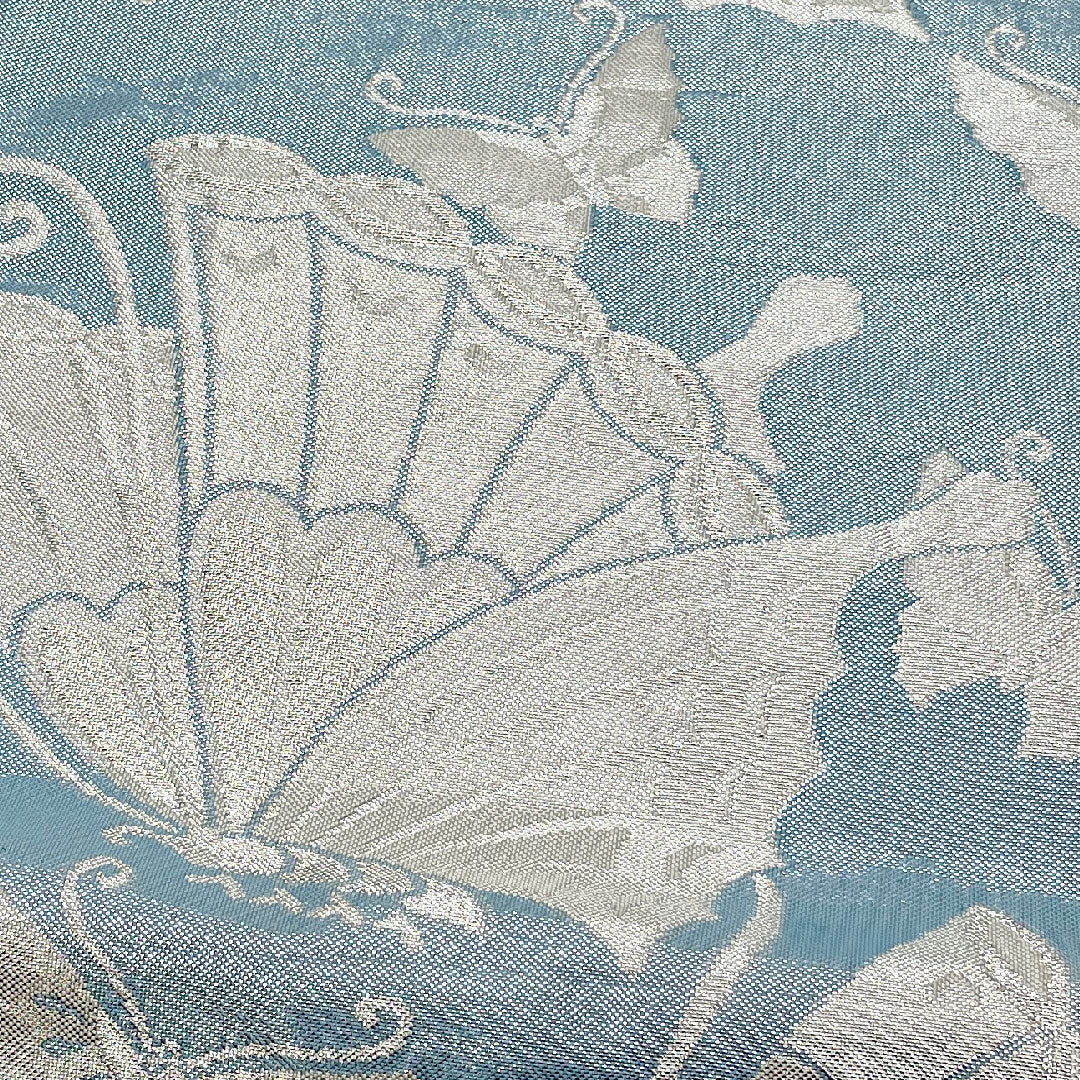 (未仕立)袋帯 帯丈412cm 正絹 Aランク 六通 セミフォーマル 青系 1123000493317