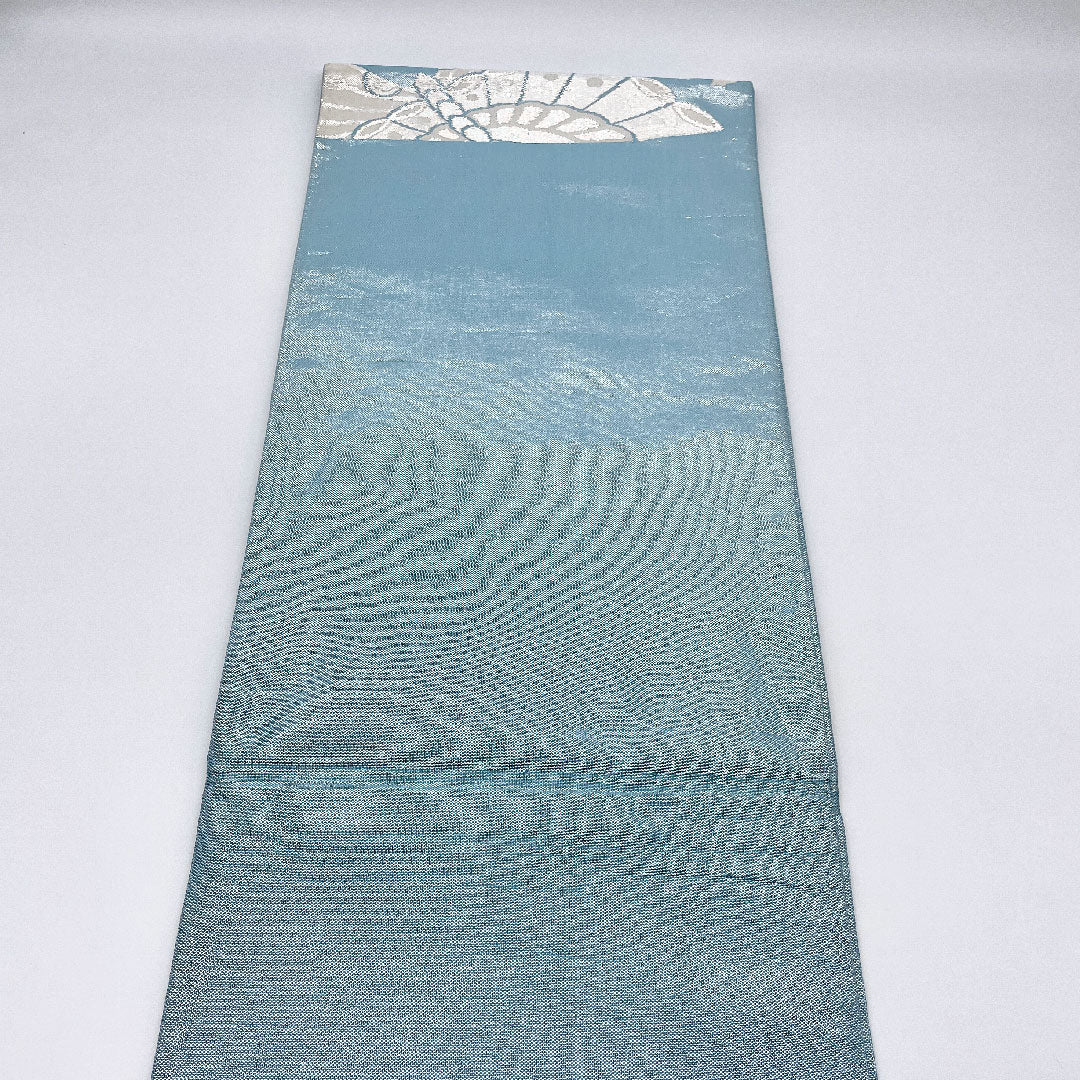 (未仕立)袋帯 帯丈412cm 正絹 Aランク 六通 セミフォーマル 青系 1123000493317