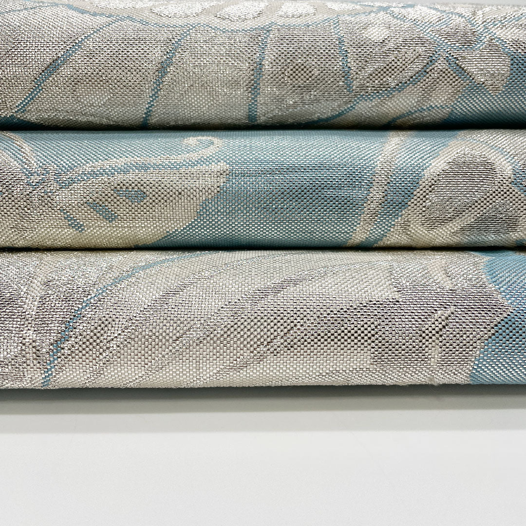 (未仕立)袋帯 帯丈412cm 正絹 Aランク 六通 セミフォーマル 青系 1123000493317