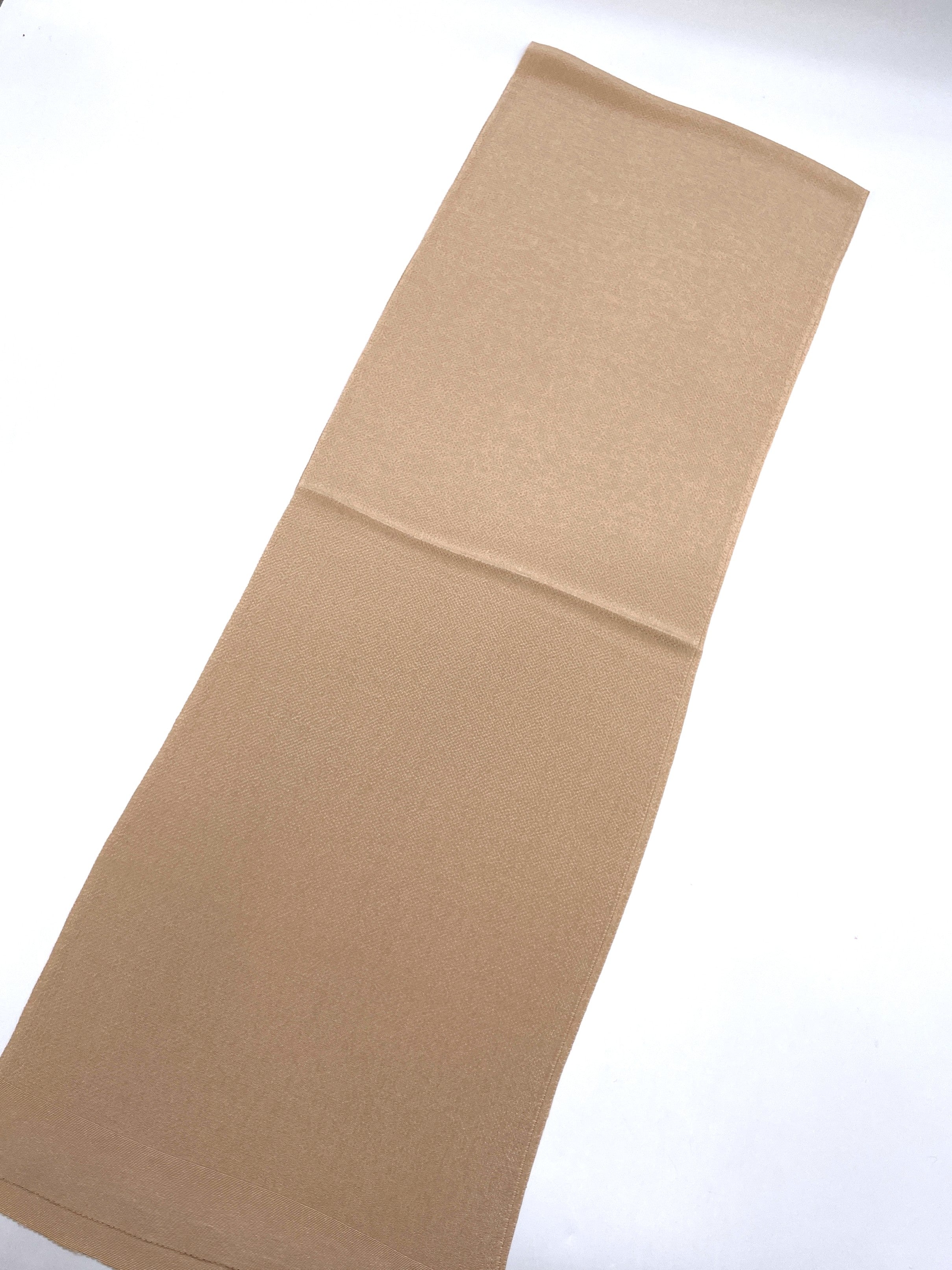 (New old stock) Formal obiage, pure silk, light persimmon color, crepe, plain, for furisode, length 164cm, width 27.5cm, S rank, beige, 1136000042925