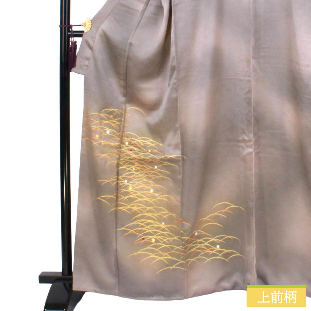 訪問着 袷 身丈163.5cm 裄丈66cm 人間国宝 福田喜重 露芝模様 刺繍 正絹 Sランク グラデ 1112002152499