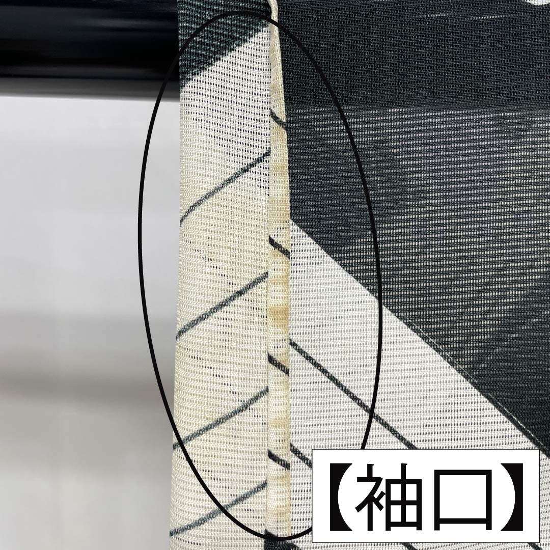 夏物 ポリエステル 小紋 Bランク 身丈159.5cm 裄丈65cm 花柄 洗える着物 絽 黒系 1132005144310