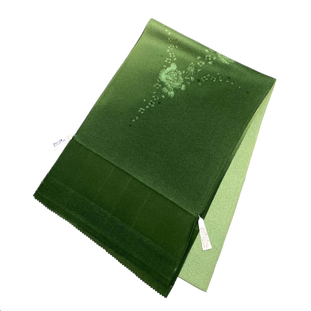 (新古品) 帯揚げ 正絹 フォーマル 織部色(おりべいろ) 薔薇 新古品 長さ約178cm 幅約29.5cm Sランク 緑系 1136000092919