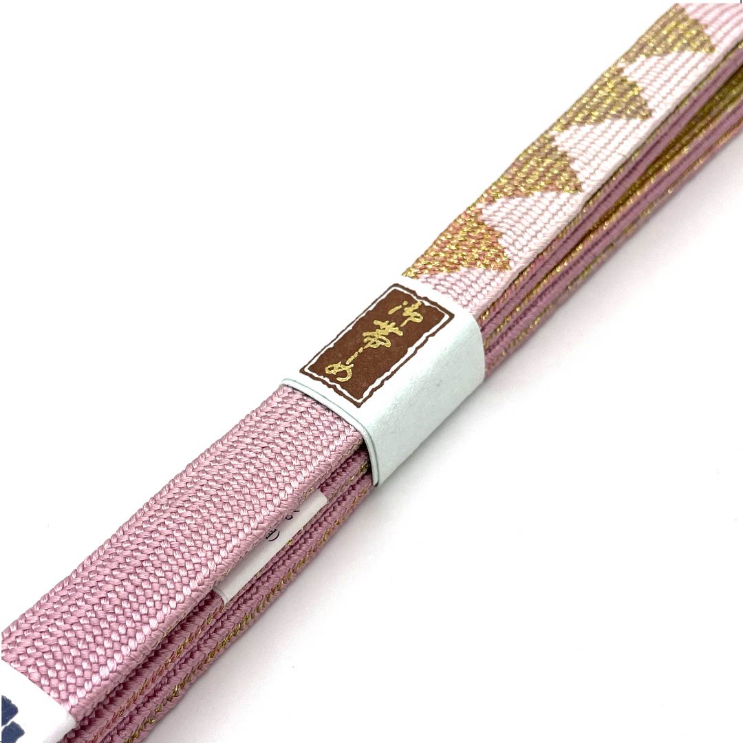 (新古品) 帯締め 正絹 四分紐 唐棣色(にわうめいろ) 手組紐 鱗 金属糸使用 長さ約159cm 幅約1.5cm セミフォーマル Sランク ピンク系 1135002832313