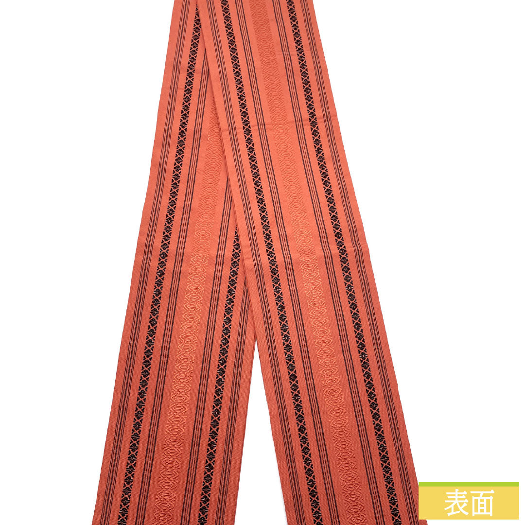 半幅帯 正絹 Sランク 紅唐色(べにとういろ) 献上柄 帯丈380cm 朱系 1125002312316