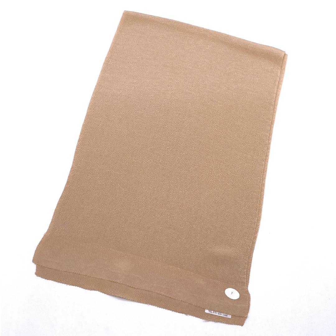 (New old stock) Formal obiage, pure silk, light persimmon color, crepe, plain, for furisode, length 164cm, width 27.5cm, S rank, beige, 1136000042925