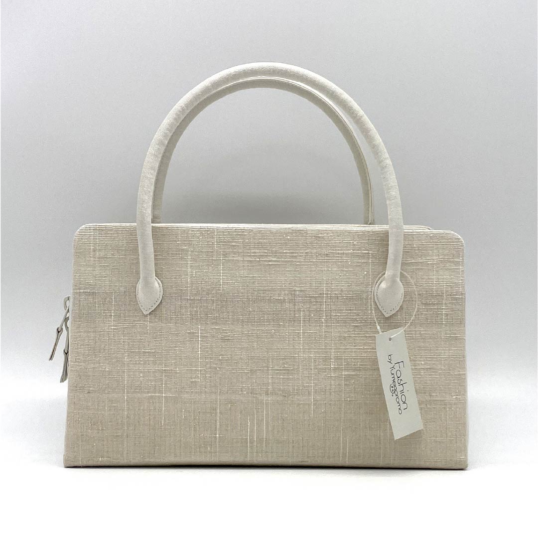 (新品未使用)和装バッグ 利休バッグ ベージュ系 リサイクル着物】（新古品）和装バッグ カジュアル NEWランク 紬