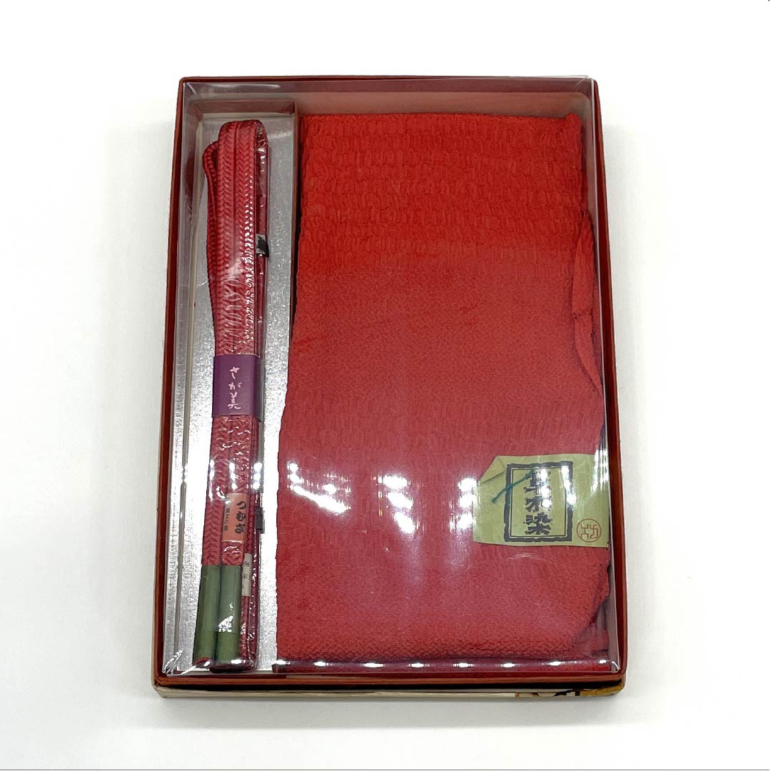(新古品) 帯締め・帯揚げセット 正絹 NEWランク 赤紅色(あかべにいろ) 草木染め 長さ約159cm 幅約1cm カジュアル 赤系 1141000241312