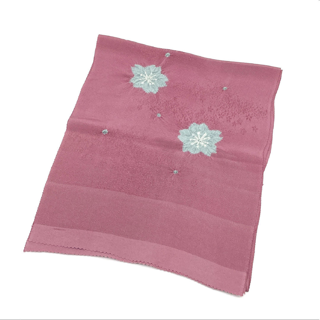 帯揚げ 正絹 Sランク カジュアル 滅紅色(めっこういろ) 絞り 花柄 桜 長さ約156cm 幅約30cm 紫系 1136001702920