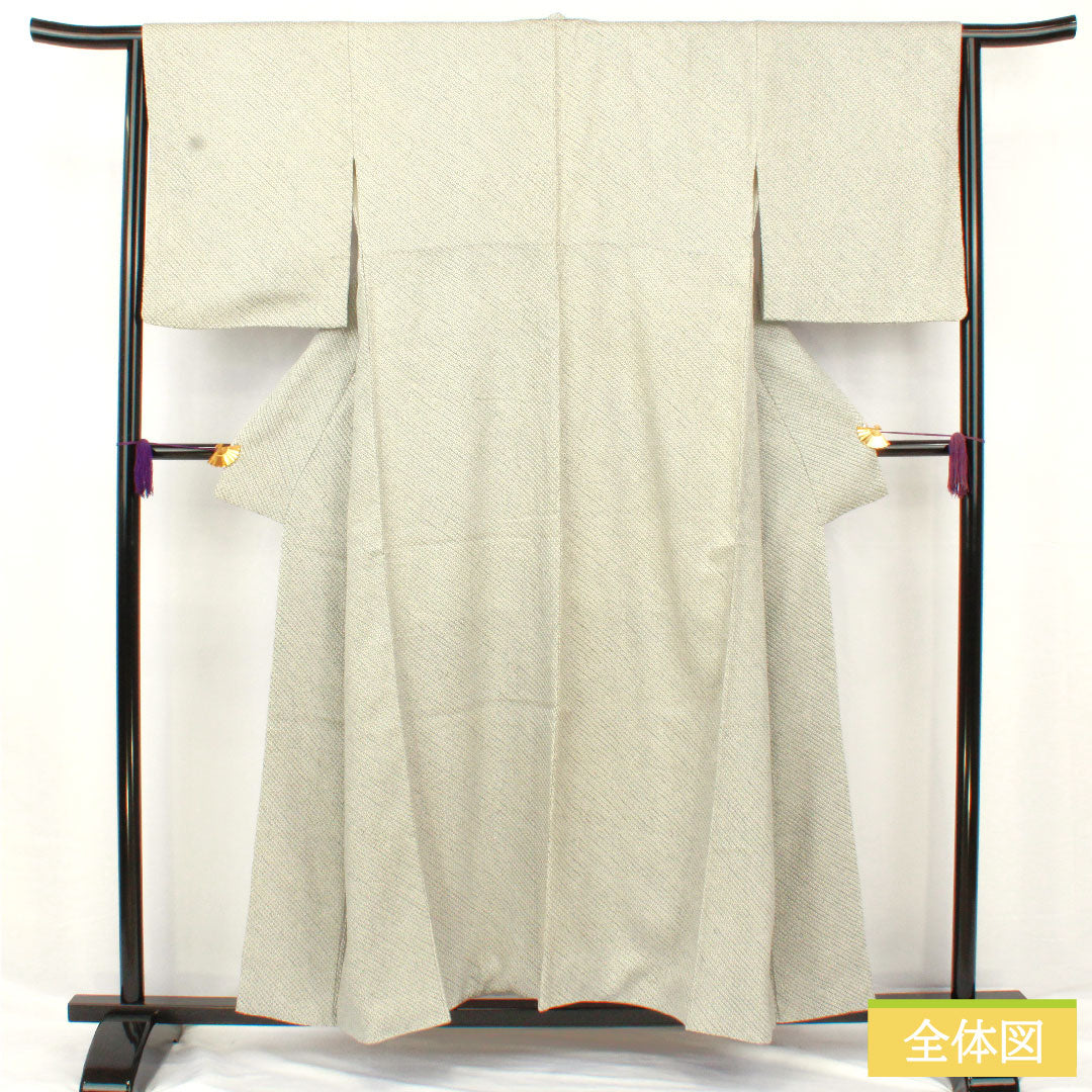 小紋 正絹 身丈155.5cm 裄丈64.5cm 袷 青白磁色(せいはくじいろ) 総絞り 疋田絞り Aランク 水色系 1115004673324