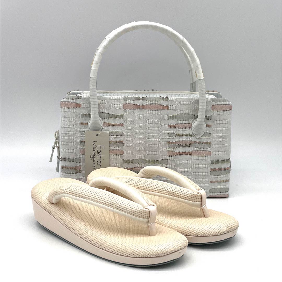 (新古品)草履バッグセット カジュアル NEWランク 単衣 夏 低反発草履 Laソール Mサイズ 水色系 1133000351324