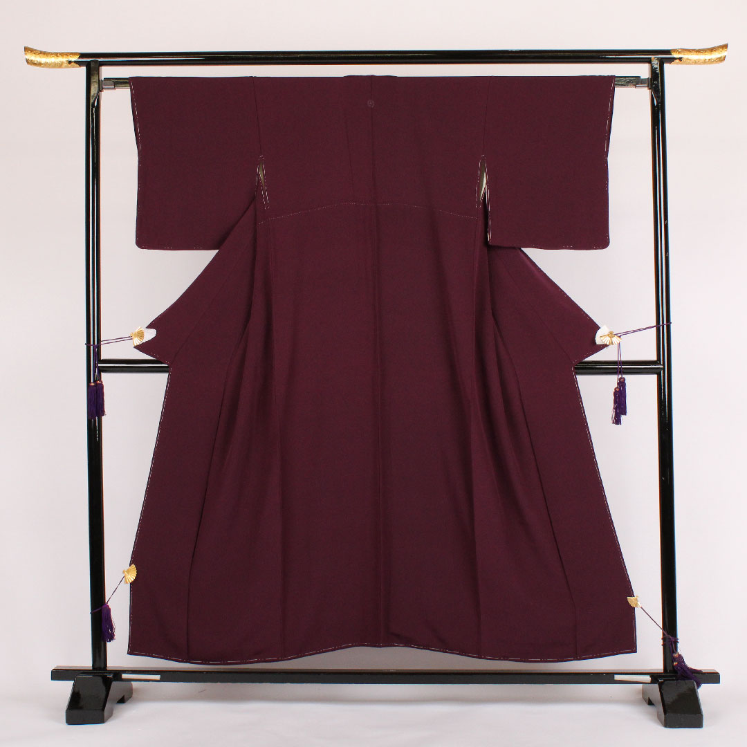 色無地 身丈153.5cm 裄丈63cm 袷 正絹 Aランク 紫系 1114000033120