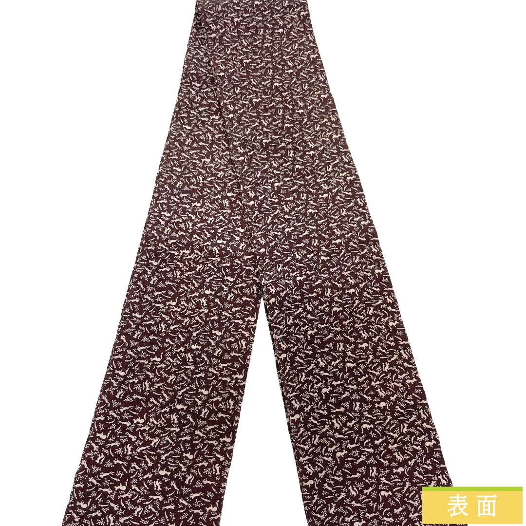 半幅帯 正絹 Aランク 臙脂墨色(えんじずみいろ) 古典柄 帯丈288cm 紫系 1125003023320