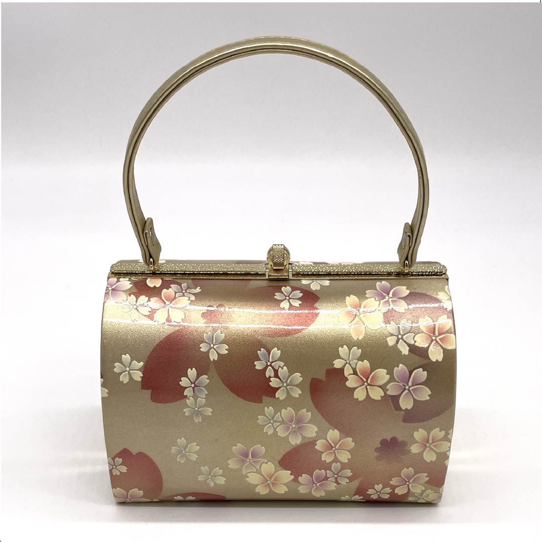 リサイクル着物】和装バック フォーマル 金色（きんいろ） 振袖用 桜