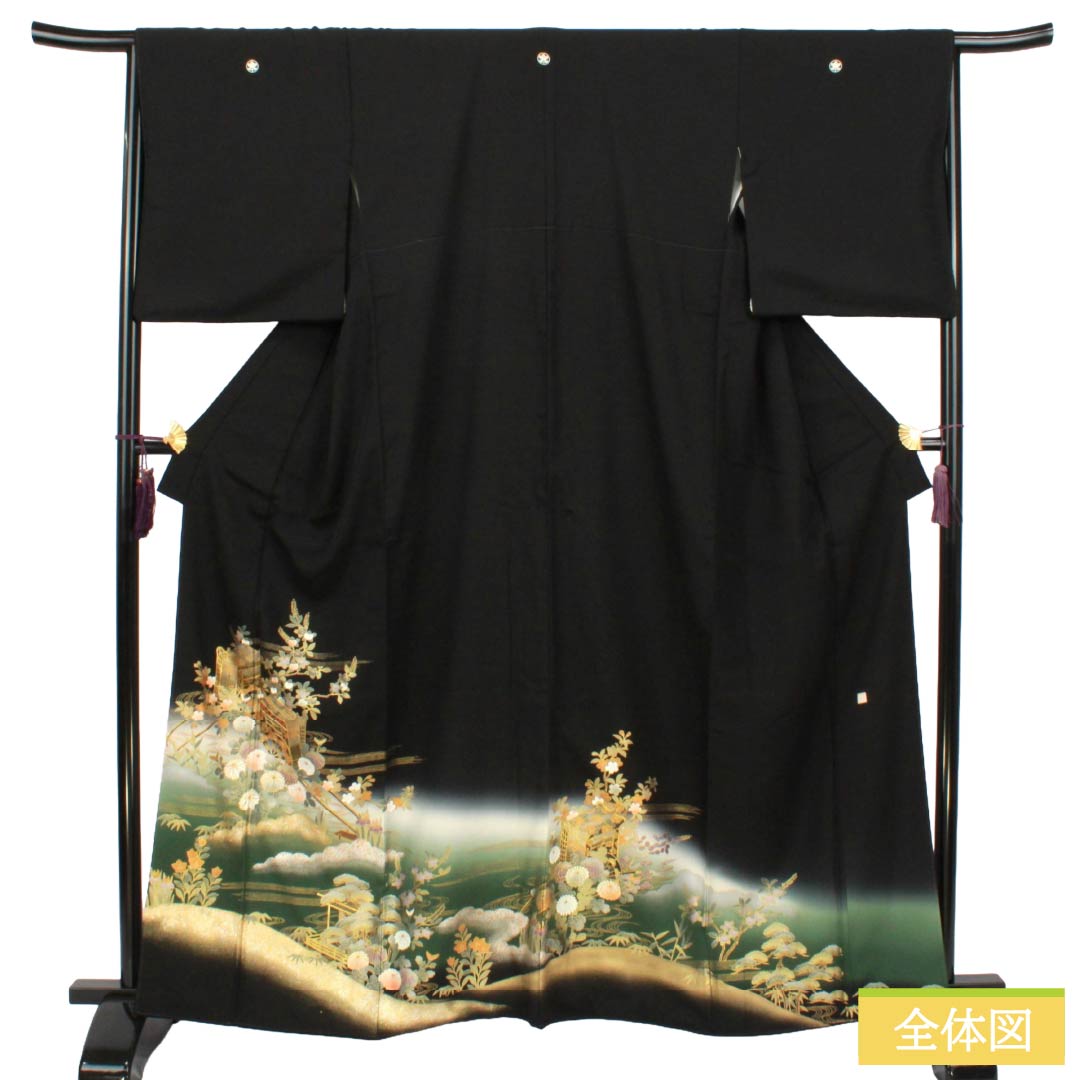 リサイクル着物】黒留袖 正絹 Aランク 身丈163.5cm 裄丈66.5cm 袷 京