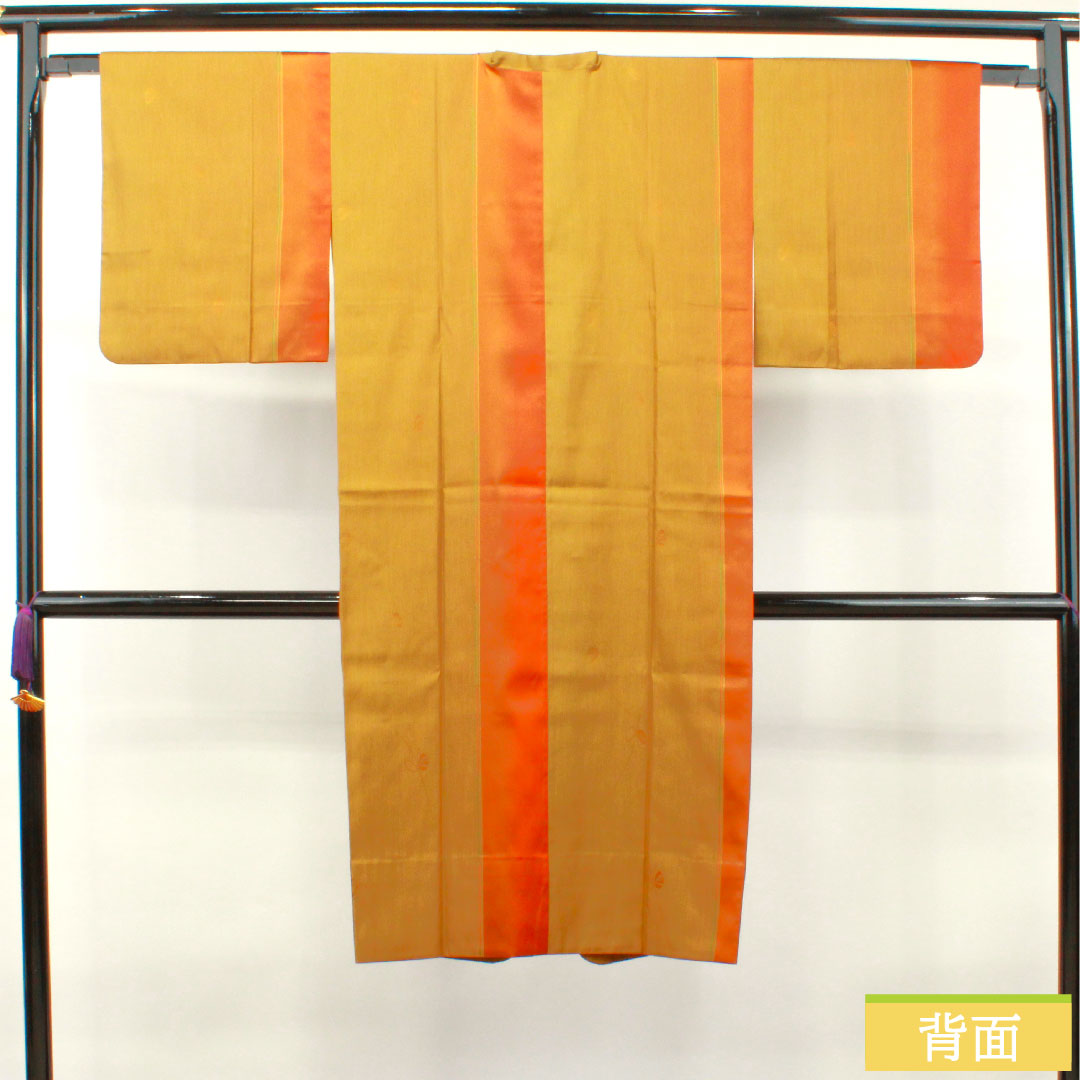 道行コート 正絹 身丈122.5cm 裄丈64cm 唐金色(からかねいろ) 抽象模様 Sランク 単衣 黄系 1117001012923