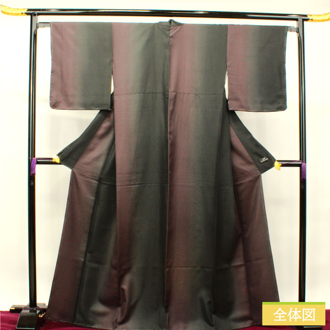 小紋 ポリエステル 身丈167.5cm 裄丈66cm 袷 HANAEMORI 洗える着物 ボカシ染 しつけ糸付き 未使用品 Sランク グラデーション系 1115003932599