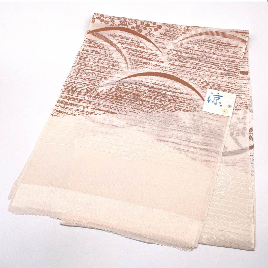 (新品)帯揚げ 正絹 セミフォーマル 薄肉色(うすにくいろ) 夏物 露草 萩 長さ約164cm 幅約29cm NEWランク ベージュ系 1136000771925
