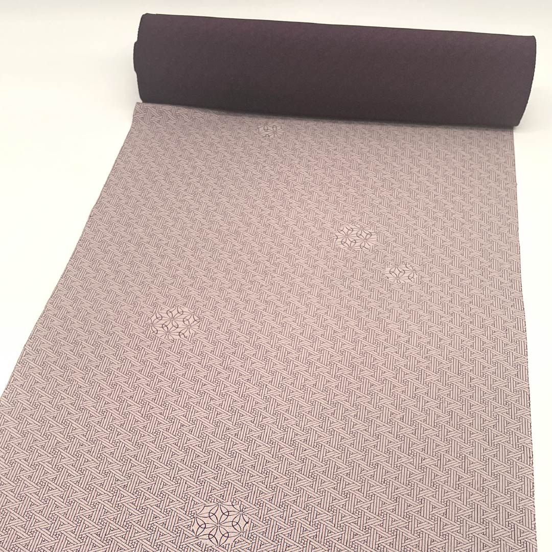 反物 小紋 正絹 梅鼠色(うめねずいろ) 丹後ちりめん 北斎模様 菜籠麻の葉 NEWランク グレー系 1130001111922