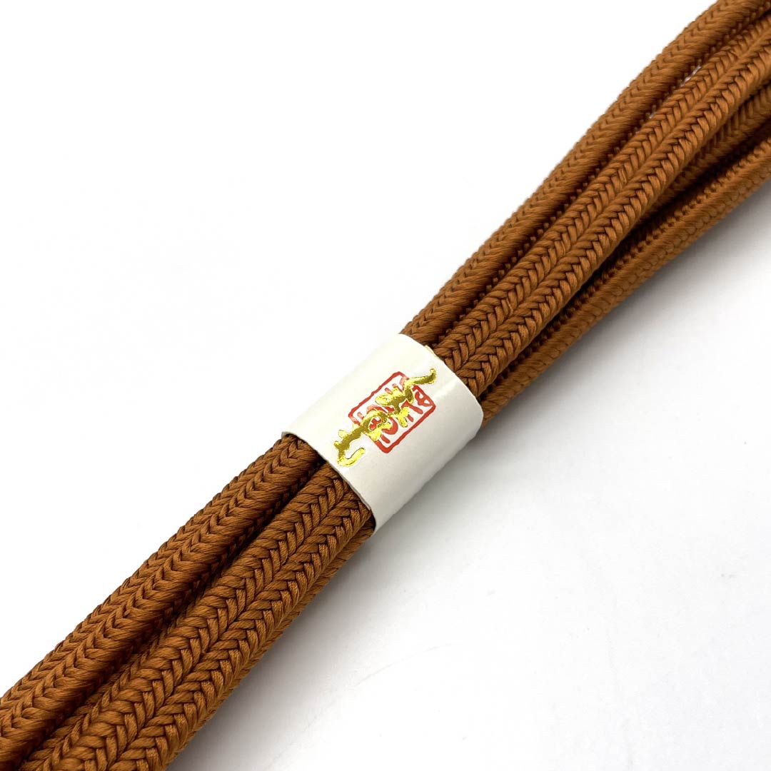 (New old stock) Obijime (belt sash) Pure silk, ochre, crown set, new old stock, length approx. 162cm, width approx. 1cm, semi-formal, NEW rank, brown, 1135003641314