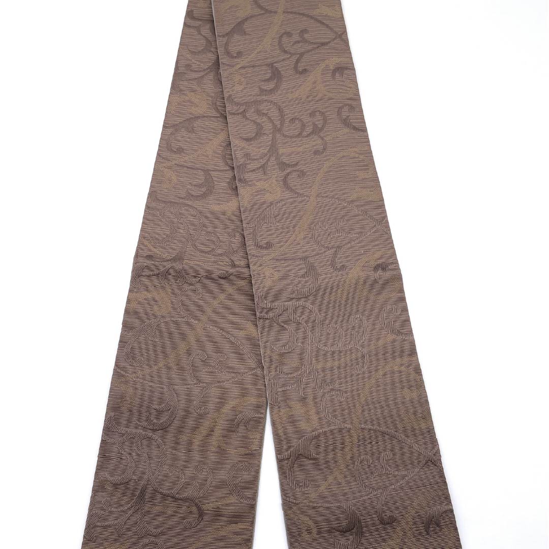 (新品)半幅帯 ポリエステル NEWランク 鼯鼠色(むささびいろ) 京極生壁色(きょうごくなまかべいろ) ツタ リバーシブル 帯丈400cm 茶系 1125002731414