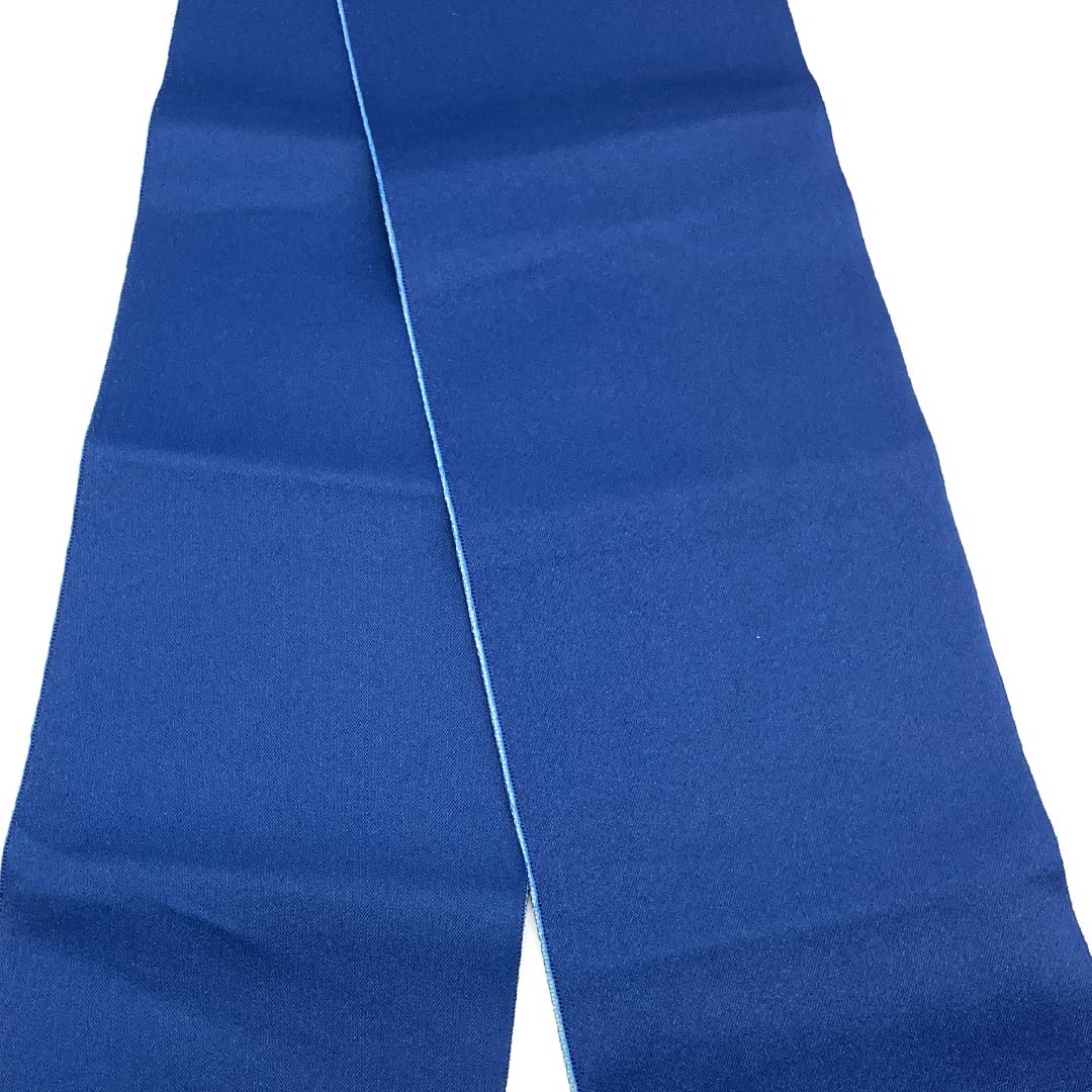 半幅帯 ポリエステル 紺桔梗色(こんききょういろ) 浴衣用 無地 リバーシブル 帯丈342cm 青系 Sランク 1125001952317