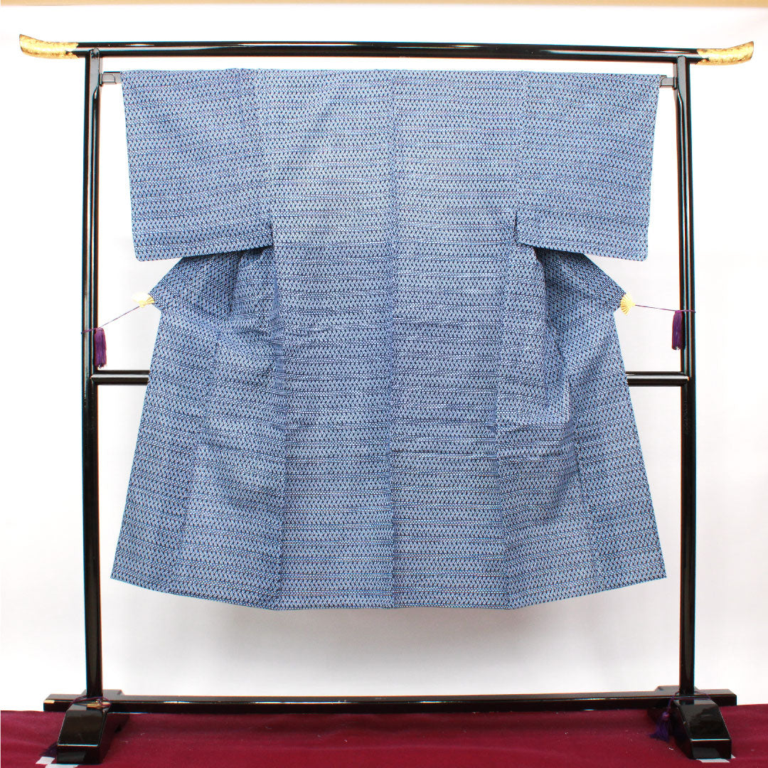 浴衣 濃紺色 男物 幾何学模様 木綿 Sランク 単衣 身丈135.5cm 裄丈67cm 紺系 1118001222118