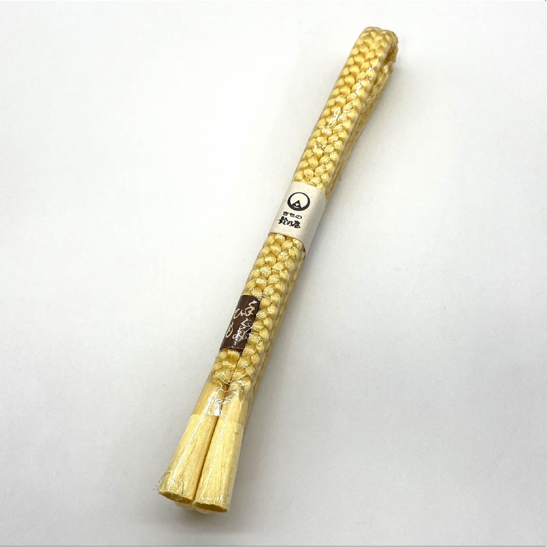 (新古品)帯締め 正絹 Sランク 卵色(たまごいろ) 丸組 手ぐみ 長さ約163cm 幅約1cm カジュアル 黄系 1135005342323