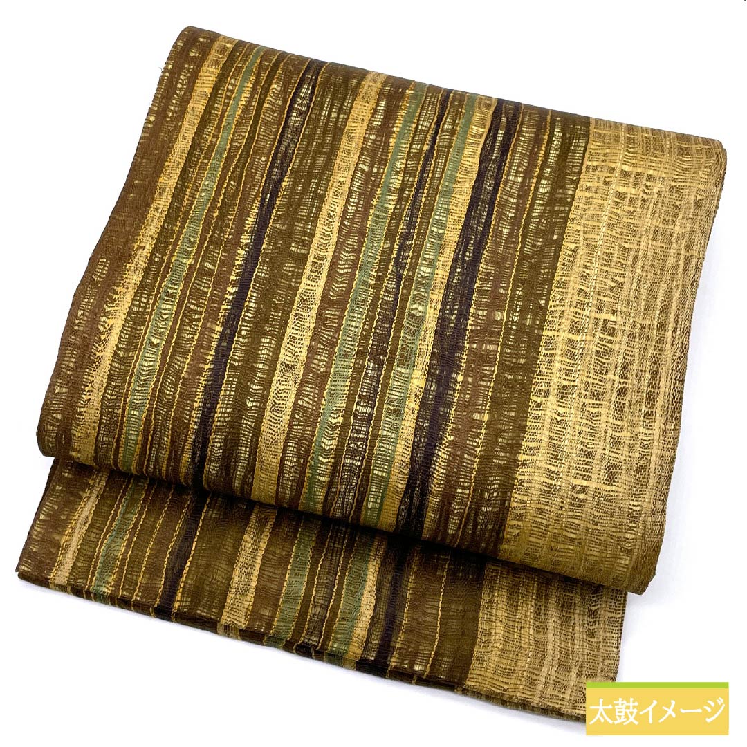 袋帯 正絹 櫛織 縞模様 宮階織物 西陣 帯丈440cm Sランク 全通 カジュアル グラデーション系 1123013042399