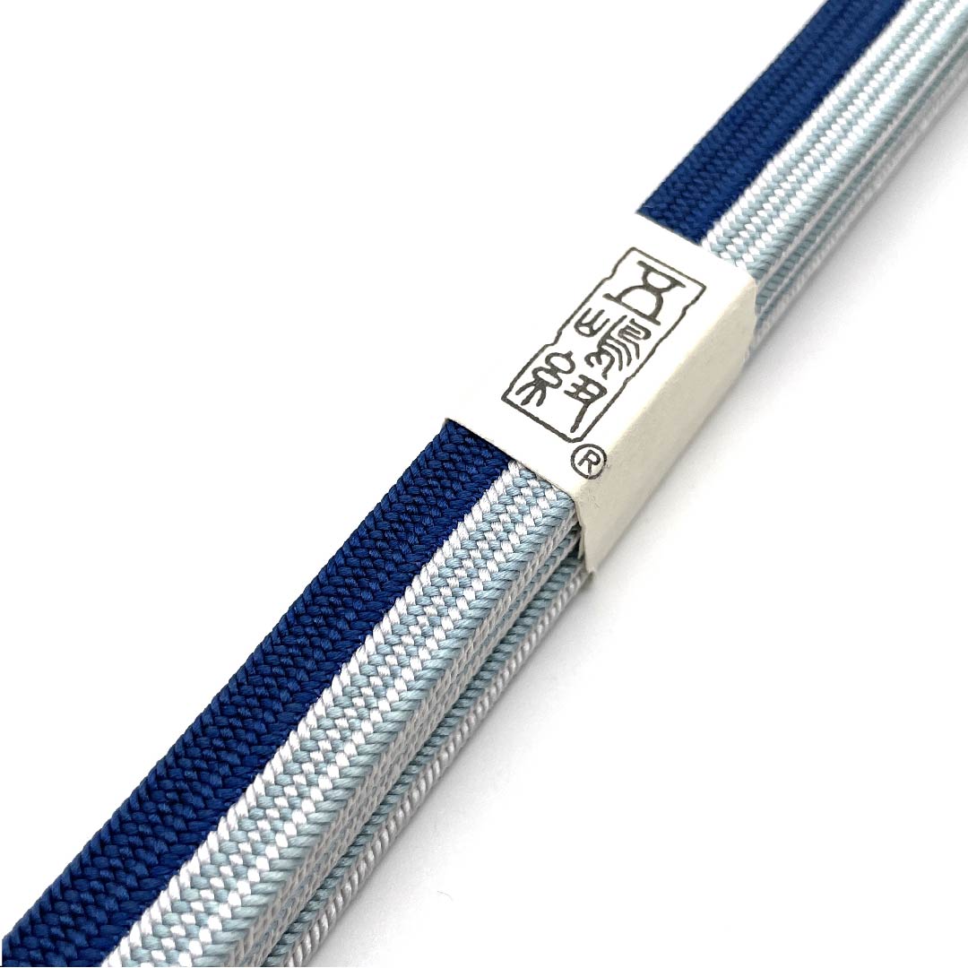 (New old stock) Obi-jime (belt fastener) made of pure silk, quarter-length cord, Kamenozoki color, Konpeki color, Goshima cord, Edo braid, length approx. 165cm, width approx. 1.2cm, casual, S rank, blue, 1135001952917