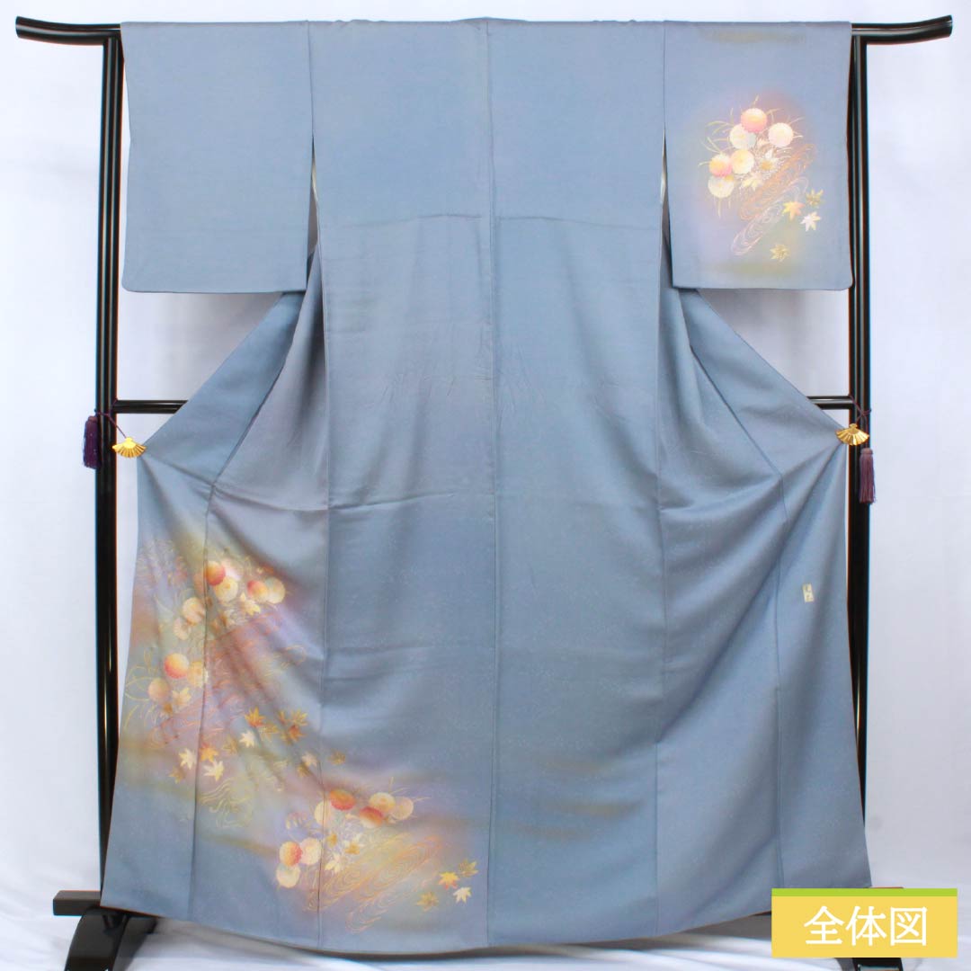リサイクル着物】訪問着 正絹 Bランク 袷 身丈164.5cm 裄丈64cm 勿忘草