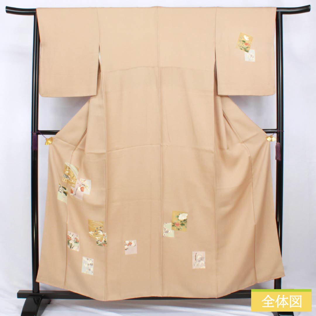 リサイクル着物】訪問着 正絹 Aランク 袷 身丈157cm 裄丈64.5cm 胡桃色