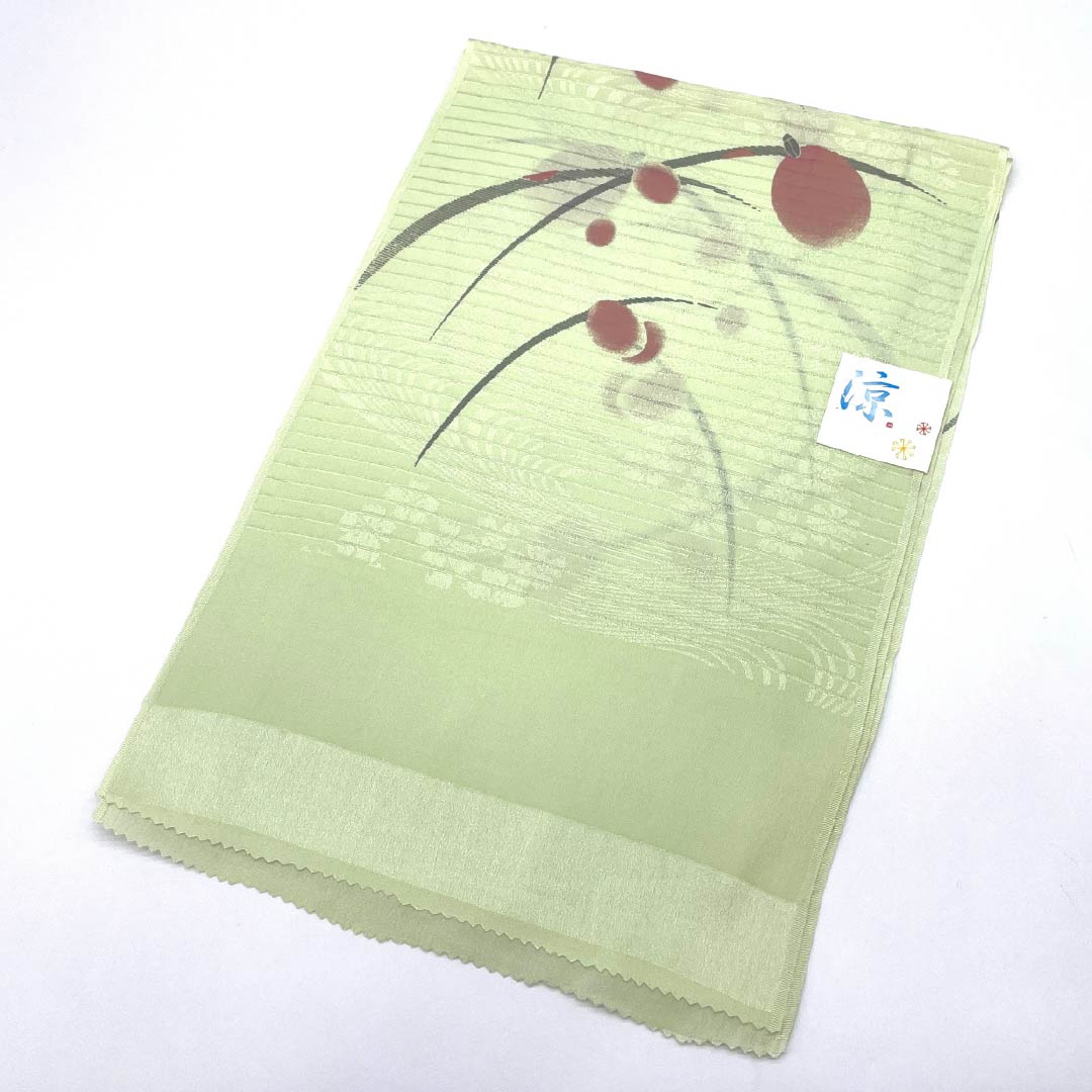 (新品)帯揚げ 正絹 セミフォーマル 薄柳色(うすやなぎいろ) 夏物 蛍 長さ約166cm 幅約28cm NEWランク 緑系 1136000811919