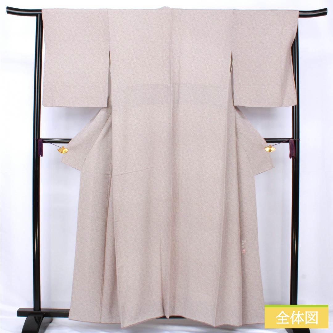 小紋 正絹 Sランク 身丈157.5cm 裄丈66cm 袷 灰桜色(はいざくらいろ) 型染 江戸小紋 二代目金田昇 金田染工 グレー系 1115007482322