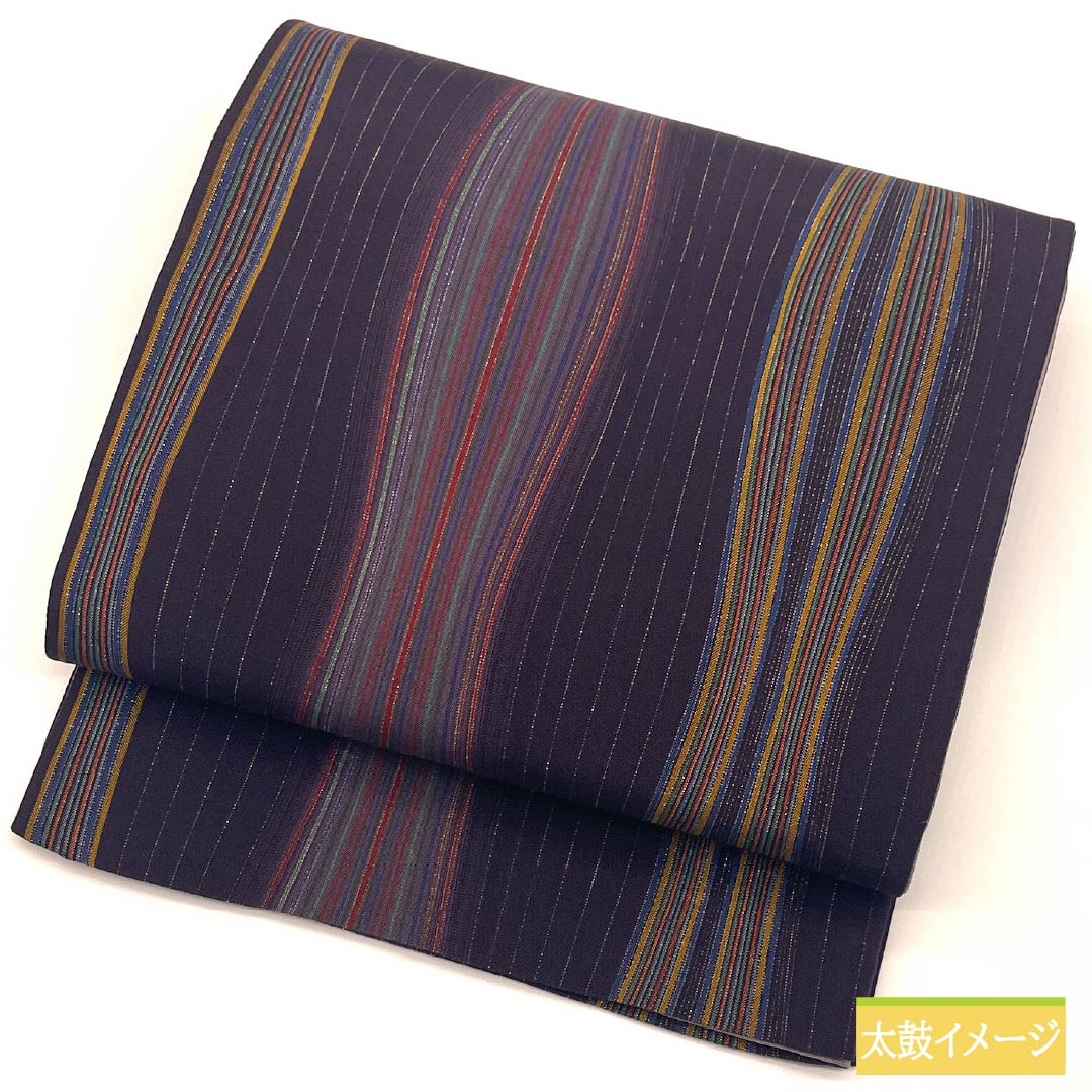 袋帯 正絹 Sランク 紫烏色色(しうしょくいろ) 立涌 帯丈448cm 全通 セミフォーマル 紫系 1123015382320