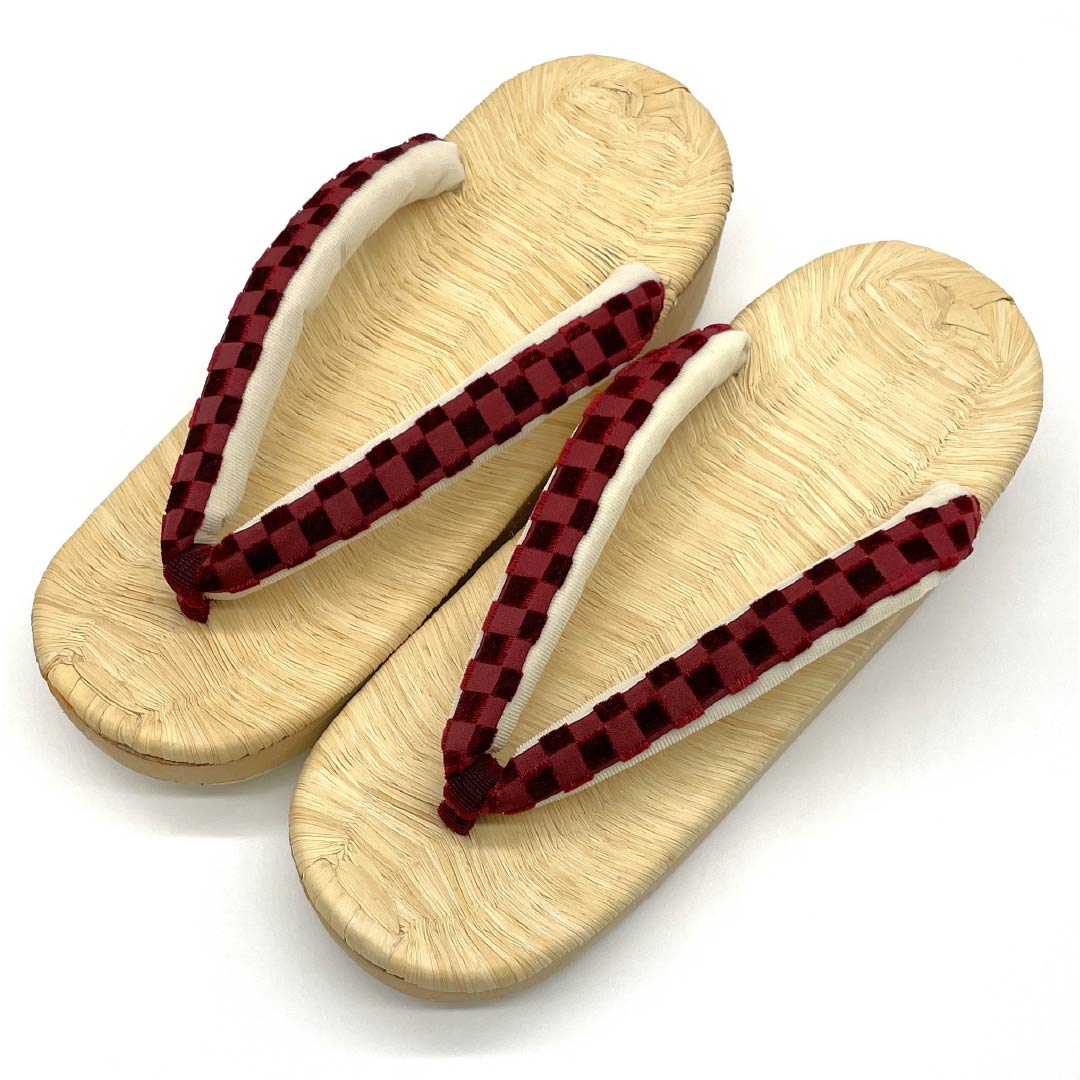 (新古品)草履 畳表 NEWランク カジュアル 未使用品 畳表 市松 長さ23cm Mサイズ ベージュ系 1122001271325