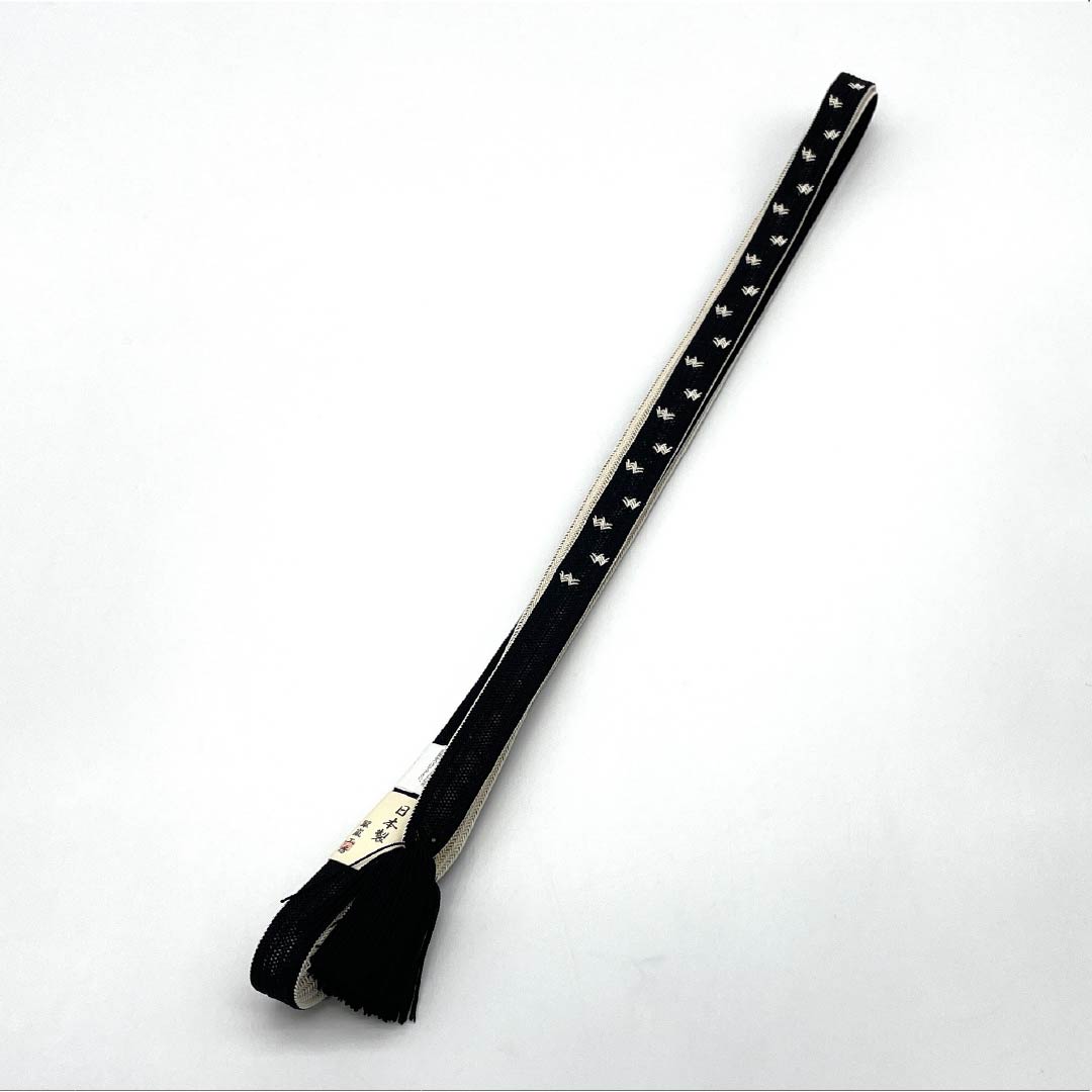 (Brand New) Pure Silk Obi-jime (Sash Band) - Black, New Rank, by Suiran Kobo, with Twisted Tassels, for Single-Layer Kimono, Approx. 164cm Long, Approx. 1.4cm Wide, Casual, Black, Product Number: 1135005401310