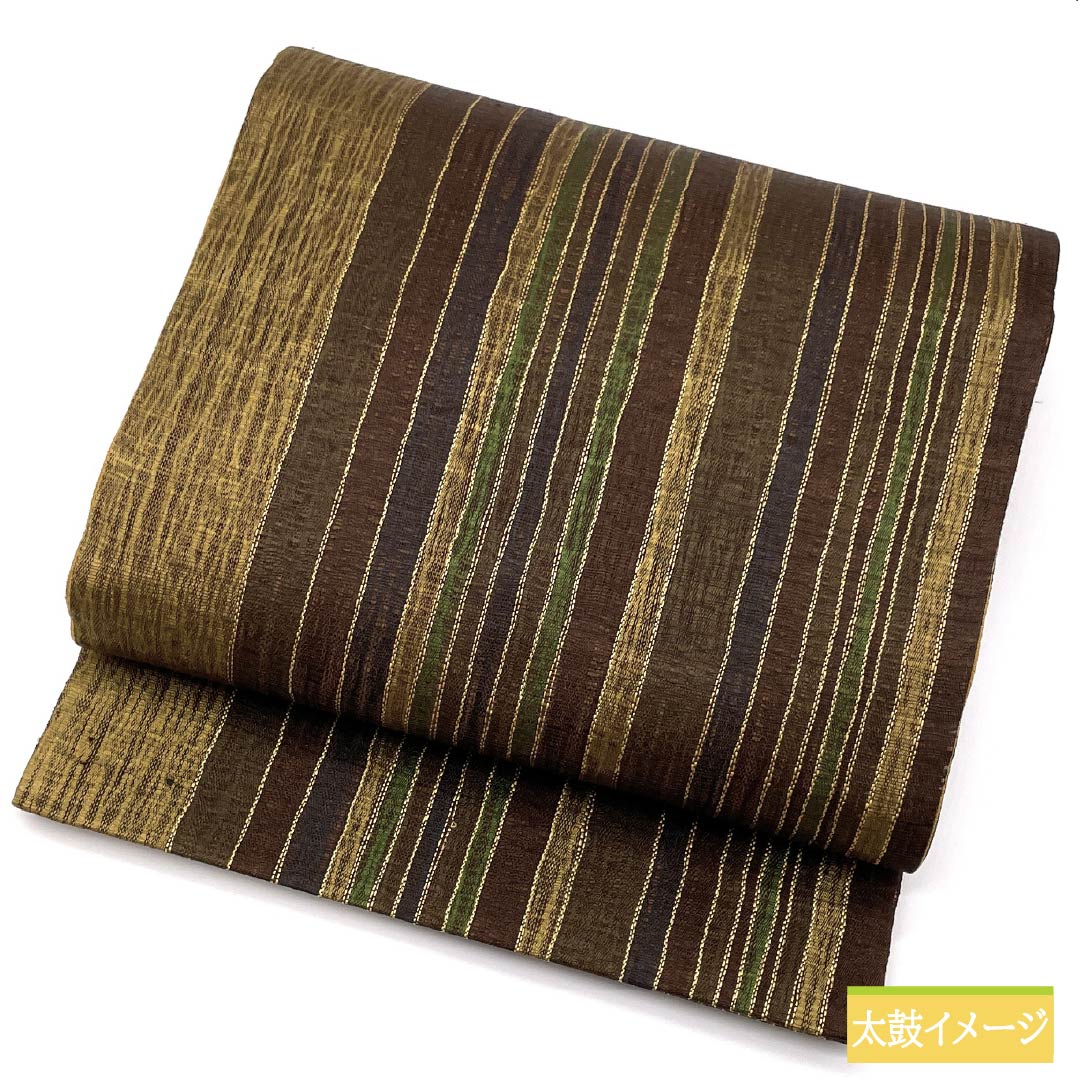 袋帯 正絹 縞模様 櫛織 帯丈456cm Sランク 全通 カジュアル グラデーション系 1123013162499