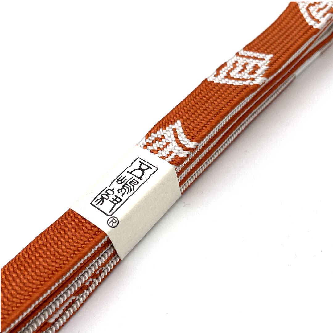 (新古品) 帯締め 正絹 四分紐 鉛丹色(えんたんいろ) 五嶋紐 江戸組紐 新古品 長さ約162cm 幅約1.7cm カジュアル Sランク 橙系 1135002952326