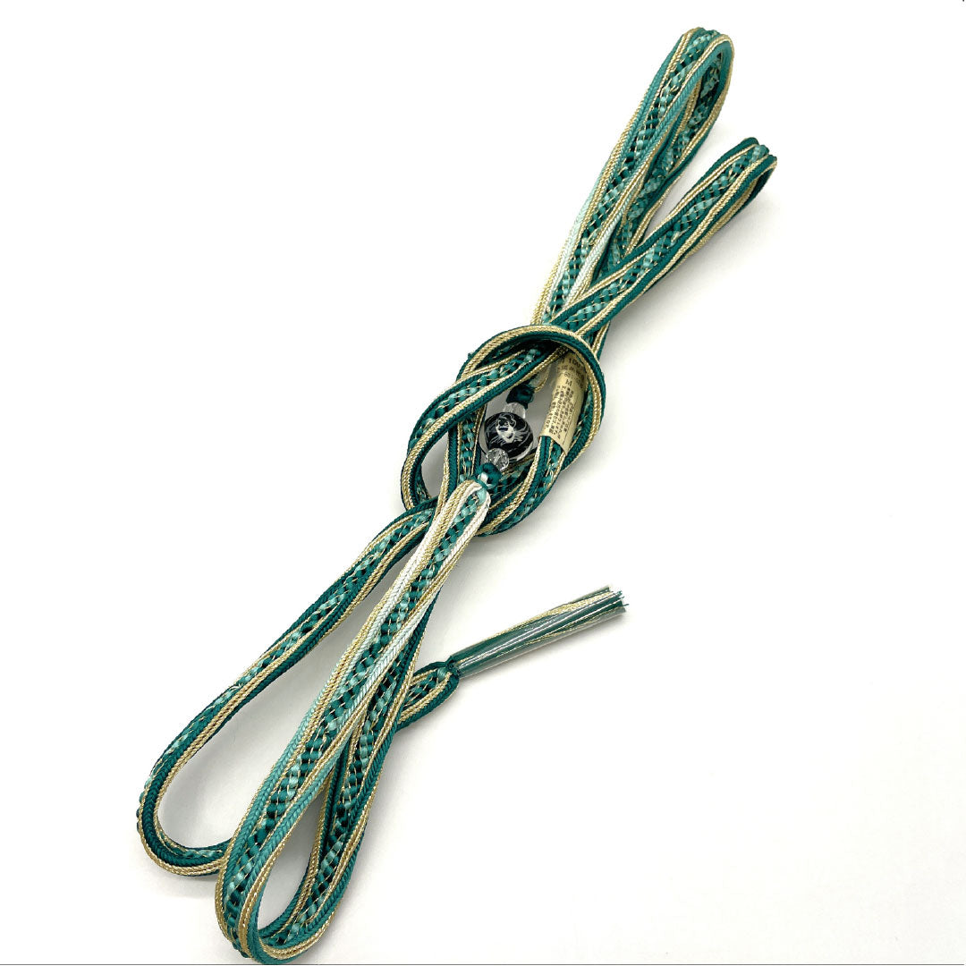 (新品)帯締め 正絹 NEWランク 翆色(すいしょく) 千地泰弘 天女 グラデーション 長さ約169cm 幅約1.4cm セミフォーマル 緑系 1135005171319