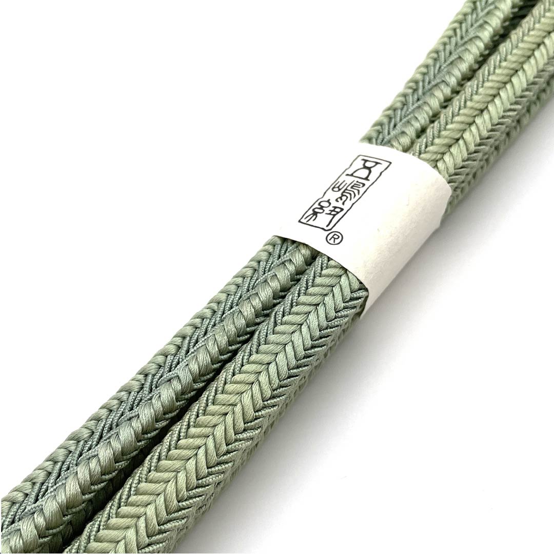 (新古品) 帯締め 正絹 四分紐 裏葉色(うらはいろ) 五嶋紐 江戸組紐 新古品 長さ約165cm 幅約1cm カジュアル Aランク 緑系 1135002523319