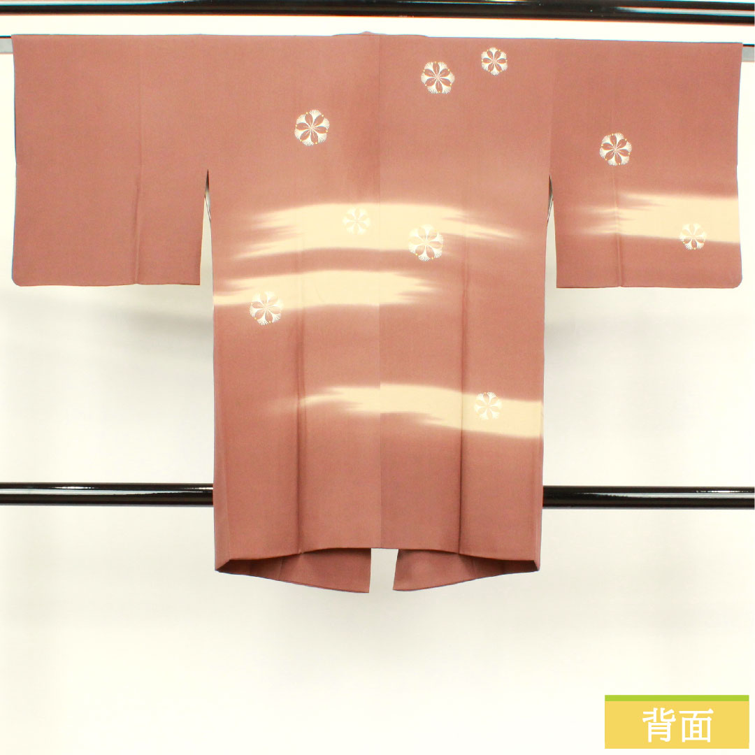 道中着 正絹 身丈84cm 裄丈62.5cm 檜皮色 刺繡 抽象模様 Aランク 袷 茶系 1117000773914