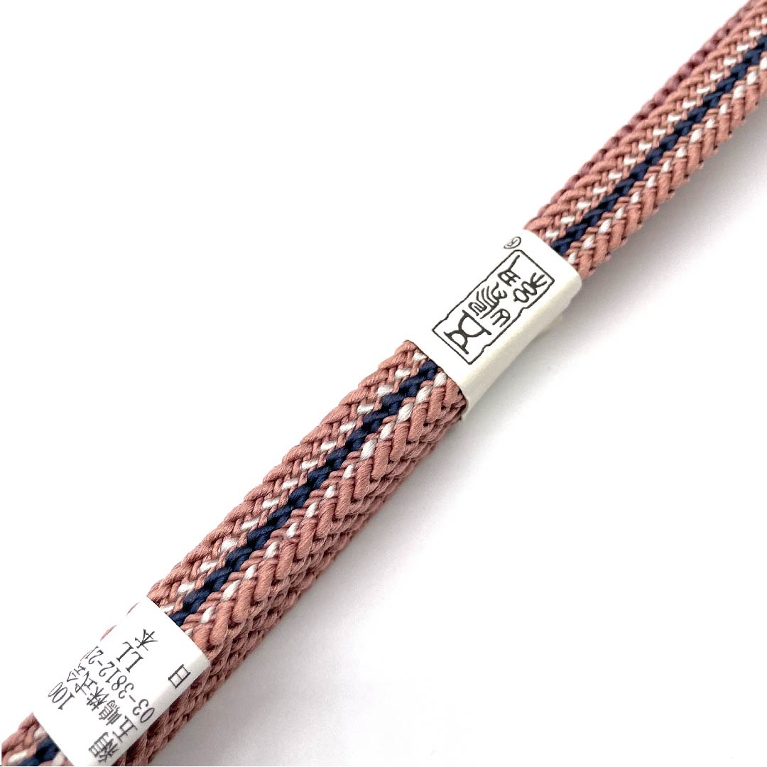 (新古品)帯締め 正絹 四分紐 曙色(あけぼのいろ)五嶋紐 江戸組紐 長尺 長さ約175cm 幅約1cm カジュアル Aランク ピンク系 1135001363913